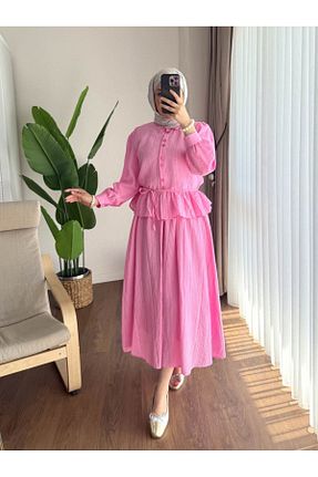 ست بالاتنه و پائین تنه صورتی زنانه بافتنی nizzell - کد 948483162
