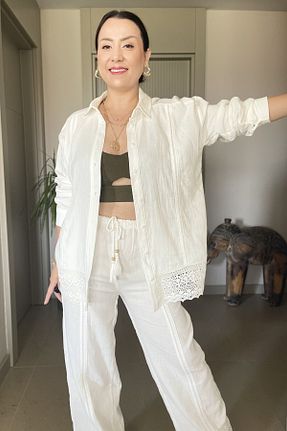 ست بالاتنه و پائین تنه سفید زنانه بافتنی Butik - کد 948974461