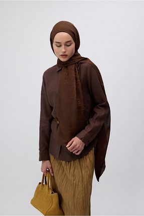 شال قهوه ای زنانه ابریشم Qef - کد 949402746