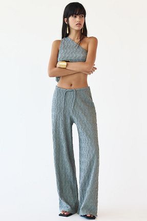 شلوار آبی زنانه پنبه ای Pull & Bear - کد 949438699
