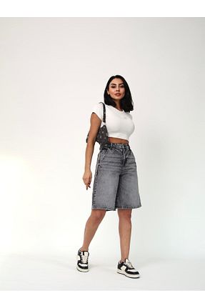 شلوارک و برمودا طوسی زنانه فاق بلند XBELLA DENİM - کد 950088614