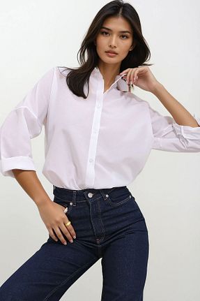 پیراهن سفید زنانه رگولار Trend Alaçatı Stili - کد 801219231