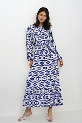 لباس حجاب سرمه ای زنانه اورسایز Trend Alaçatı Stili - کد 819756003