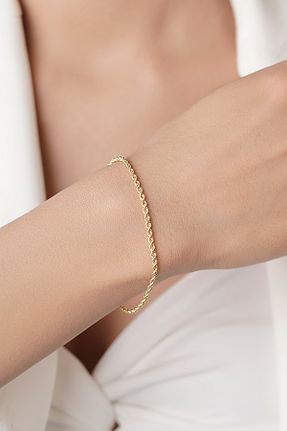 دستبند طلا طلائی زنانه 14 عیار Fiyonk Kuyumculuk - کد 875710960