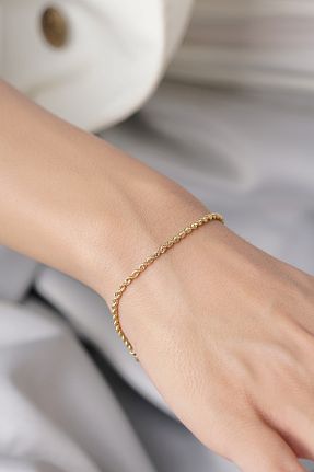 دستبند طلا طلائی زنانه 14 عیار Fiyonk Kuyumculuk - کد 875710960