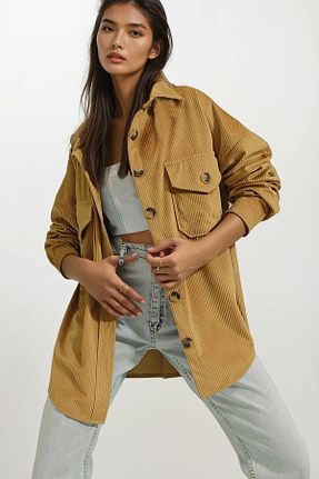 پیراهن قهوه ای زنانه اورسایز Trend Alaçatı Stili - کد 337344630