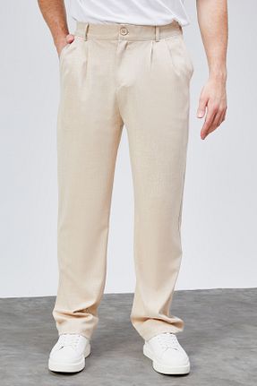 شلوار بژ مردانه الاستان - ویسکون - پلی استر HLT JEANS - کد 946386859