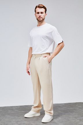شلوار بژ مردانه الاستان - ویسکون - پلی استر HLT JEANS - کد 946386859
