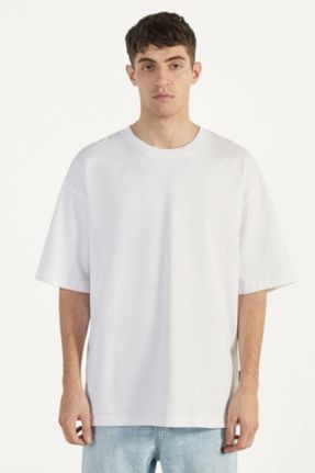 تی شرت سفید زنانه اورسایز یقه گرد تکی بیسیک کد 54536724