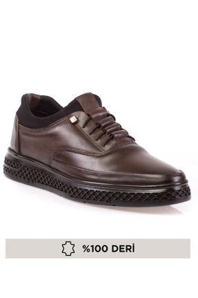 کفش کژوال قهوه ای مردانه چرم طبیعی پاشنه کوتاه ( 4 - 1 cm ) پاشنه ساده کد 54540322