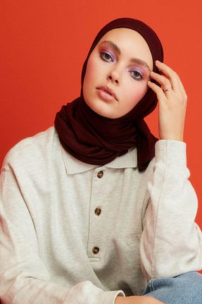 شال زرشکی زنانه ویسکون Aslı Gold - کد 55826346