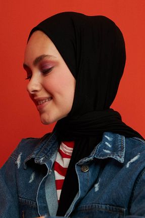شال مشکی زنانه ویسکون Aslı Gold - کد 55826352