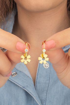گوشواره نقره طلائی زنانه 925 عیار Miavi Silver - کد 138320942