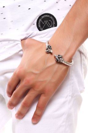 دستبند جواهر مردانه روکش نقره کد 6709184