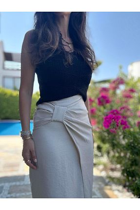 دامن بژ زنانه کتان Atelier Derin - کد 809243894