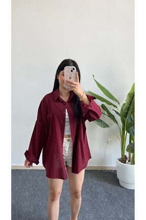 پیراهن زرشکی زنانه اورسایز Shiron Sportswear&Company - کد 941852151