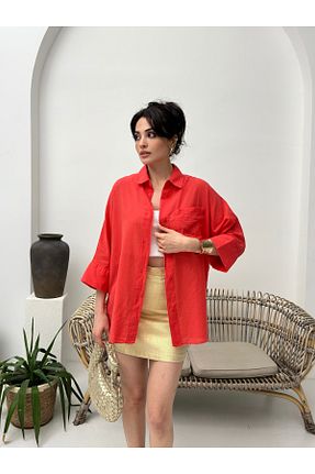 پیراهن قرمز زنانه اورسایز POP STORY - کد 927401053