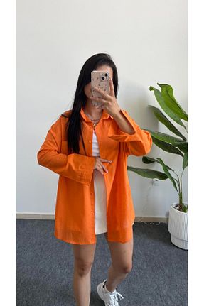 پیراهن نارنجی زنانه اورسایز Shiron Sportswear&Company - کد 929992352
