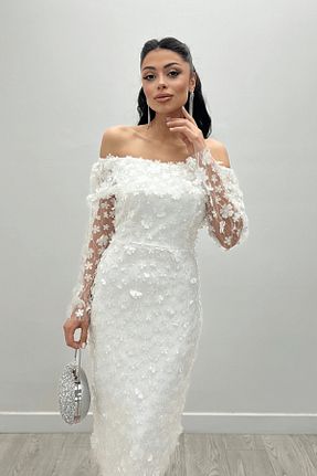 لباس مجلسی و فارغ التحصیلی سفید زنانه رگولار giyimmasalı - کد 816978985