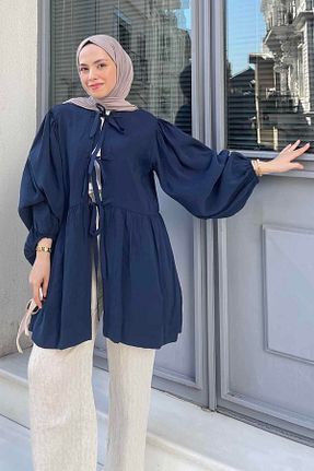 ست بالاتنه و پائین تنه حجاب سرمه ای زنانه رگولار lamelif - کد 859919259