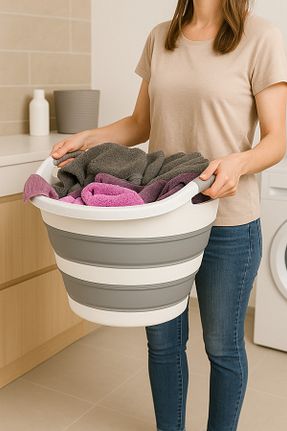سبد لباس طوسی پلاستیک Zuu Baby - کد 944237899