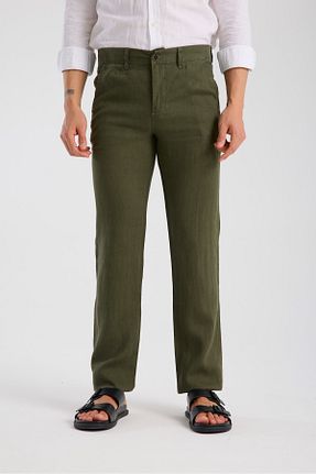 شلوار سبز مردانه کتان muzzo jeans - کد 947806912