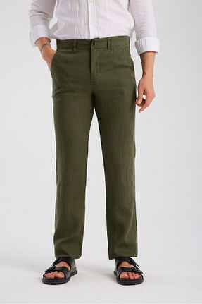 شلوار سبز مردانه کتان muzzo jeans - کد 947806912