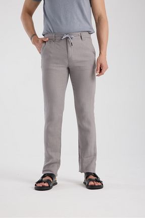 شلوار طوسی مردانه کتان muzzo jeans - کد 947808465