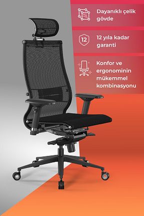 صندلی مطالعه مشکی Yukarı-Aşağı Hareketli METTA - کد 890174755