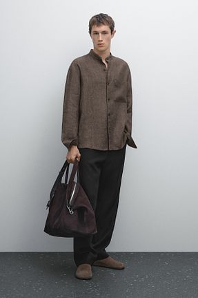 پیراهن قهوه ای مردانه رگولار Massimo Dutti - کد 939081270