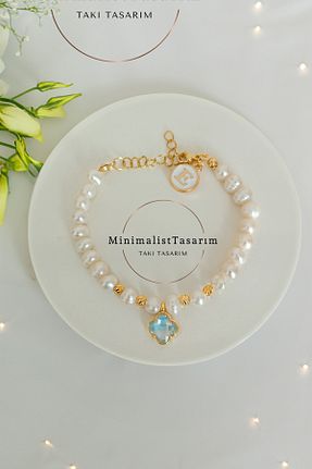 دستبند جواهر رنگی زنانه مروارید MinimalistTasarım - کد 851721111