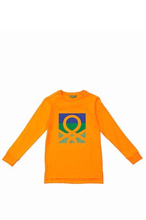 سوئیشرت نارنجی بچه گانه چاپی United Colors of Benetton - کد 776475126