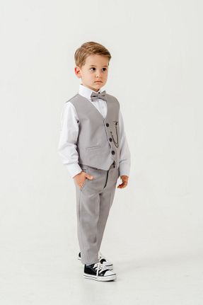 کت و شلوار طوسی بچه گانه یقه کتی Pina Kids - کد 939010393