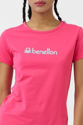 تیشرت صورتی زنانه رگولار United Colors of Benetton - کد 827799231