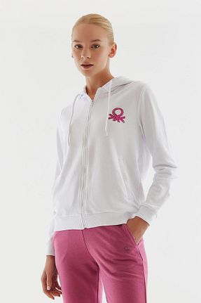 سوئیشرت اسپرت سفید زنانه رگولار United Colors of Benetton - کد 770374919