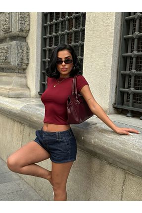 بلوز زرشکی زنانه ساده World Fashion Trends - کد 824723896