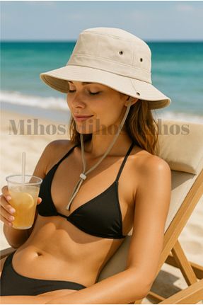 کلاه بژ زنانه پنبه ای Mihos - کد 868961463