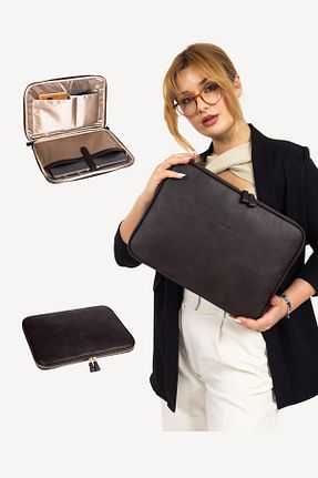 کیف لپ تاپ و مدارک قهوه ای زنانه چرم مصنوعی mussen - کد 903287529