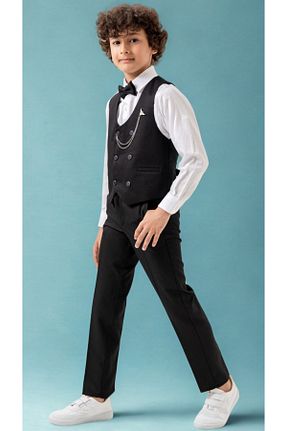 کت و شلوار مشکی بچه گانه یقه شالی Atlas Kids - کد 942021885