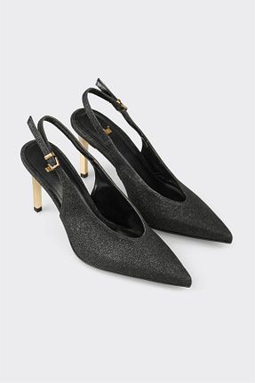 کفش پاشنه بلند کلاسیک مشکی زنانه پارچه ای Elle - کد 928550946