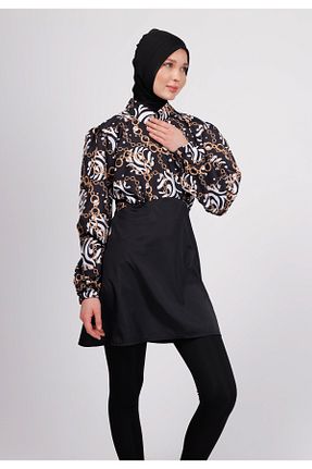 مایو حجاب مشکی زنانه گلدار GAVLİA - کد 924302374
