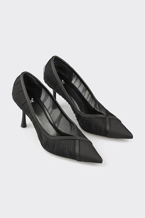 کفش پاشنه بلند کلاسیک مشکی زنانه پارچه ای Elle - کد 926161505