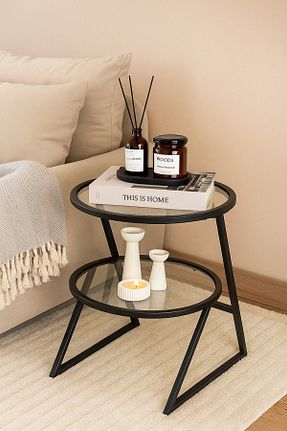میز عسلی مشکی شیشه DEKOPRATİK - کد 926704237