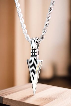 گردنبند استیل ( فولاد ) سفید مردانه روکش نقره AK STORE SİLVER - کد 932028072