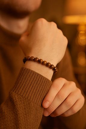 دستبند جواهر قهوه ای زنانه سنگ طبیعی Safnaturel - کد 947547873