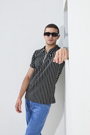 پولوشرت مشکی مردانه پنبه ای DAMGA JEANS - کد 947634277