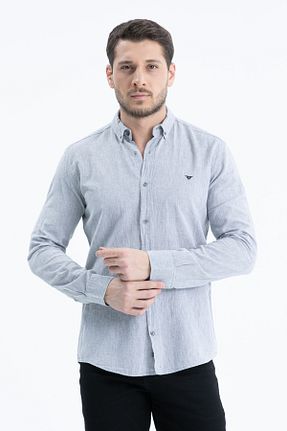 پیراهن طوسی مردانه اسلیم فیت Klothy - کد 947649242