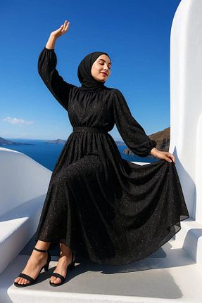 لباس مجلسی حجاب مشکی زنانه یقه ایستاده Dm Life - کد 948014604