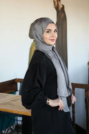 شال طوسی زنانه پنبه پلی استر Armine - کد 947772784