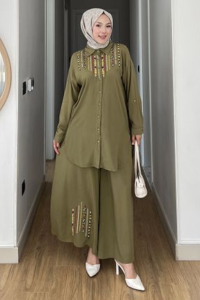 ست بالاتنه و پائین تنه حجاب سبز زنانه Relaxed Saklı Butik - کد 947928697